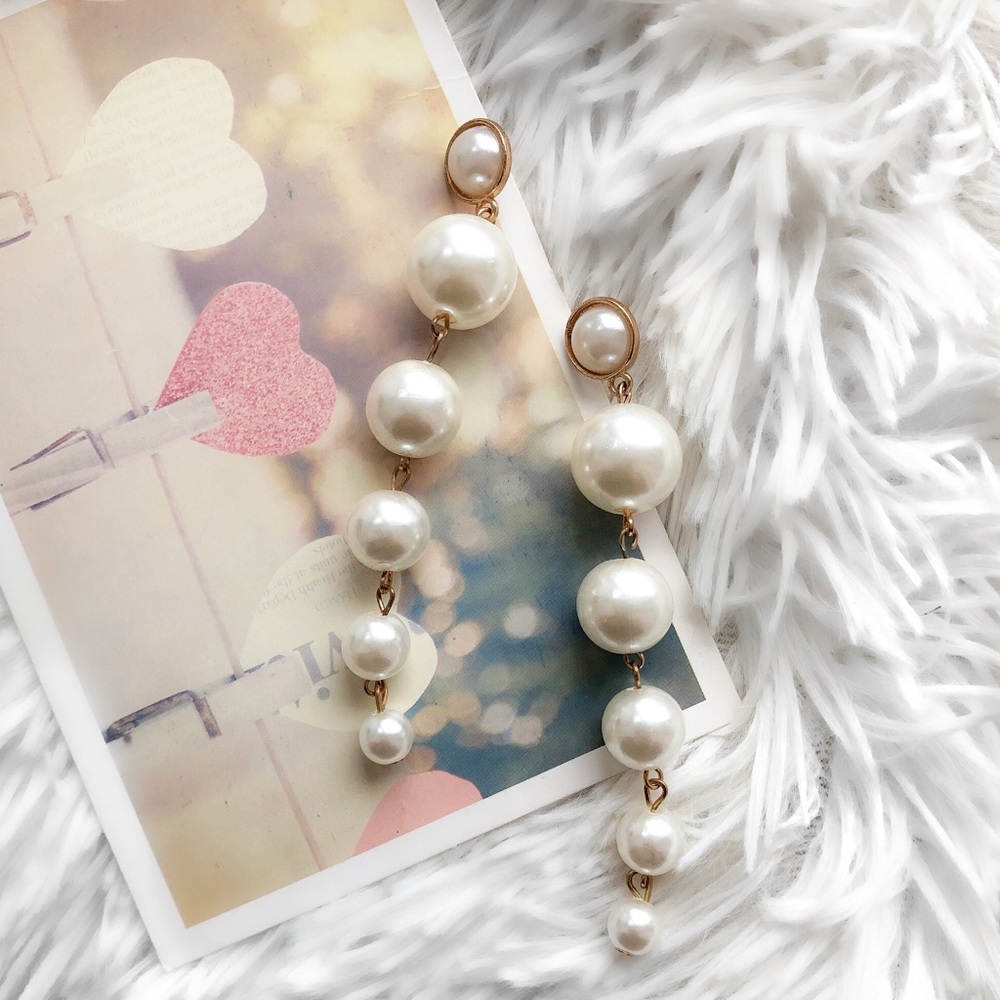 Fashion pearl long earrings - Picture 3 of 5